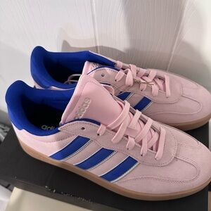 adidas Pink and Blue Suede Low-Top Sneakers
